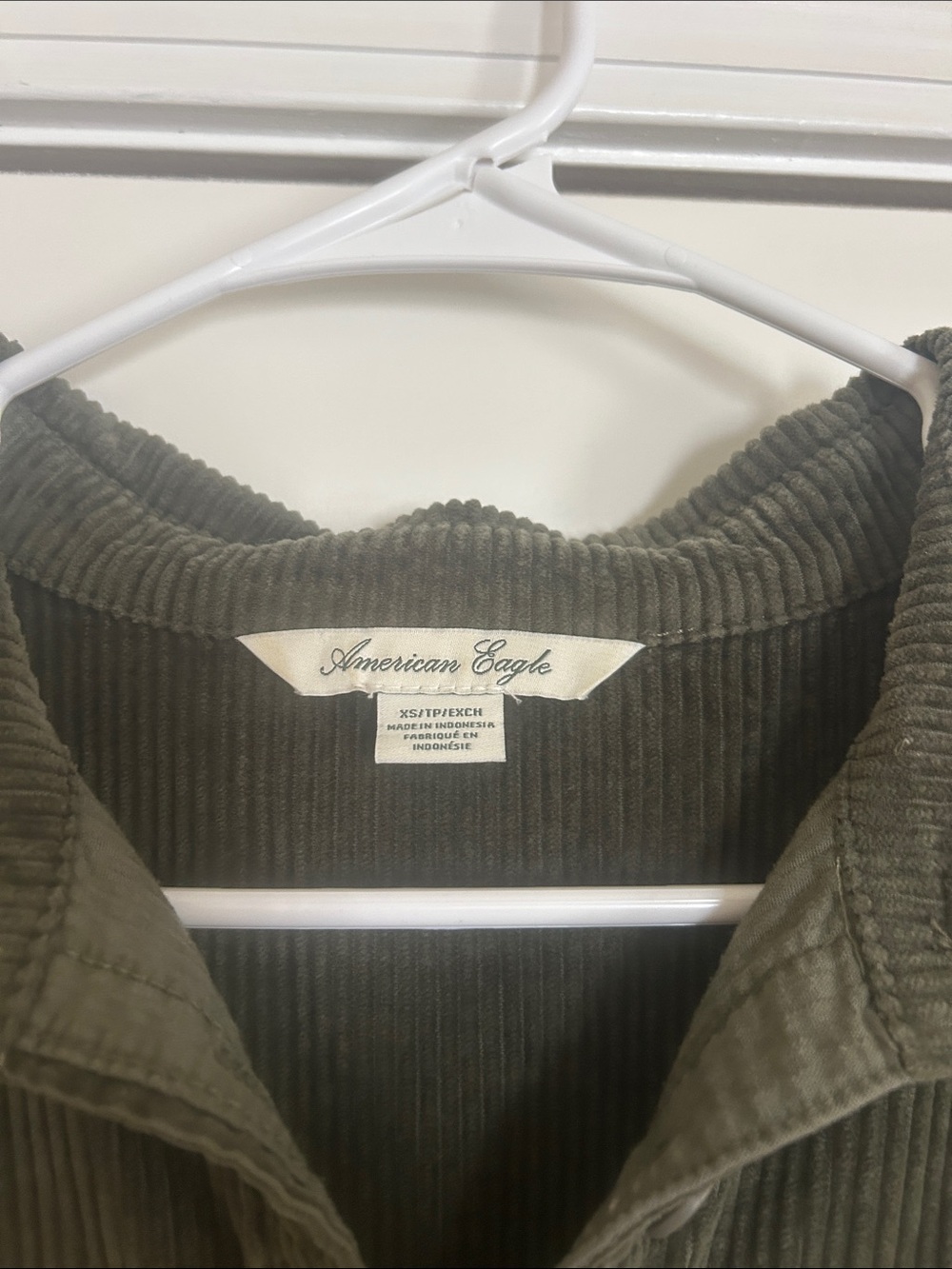 American Eagle Outfitters Olive Green Corduroy Button Front Dress - Picture 2 of 3
